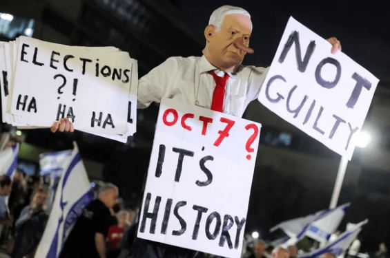 Puluhan Ribu Warga Israel Demo Protes Pemerintahan Netanyahu Jelang Pemilu